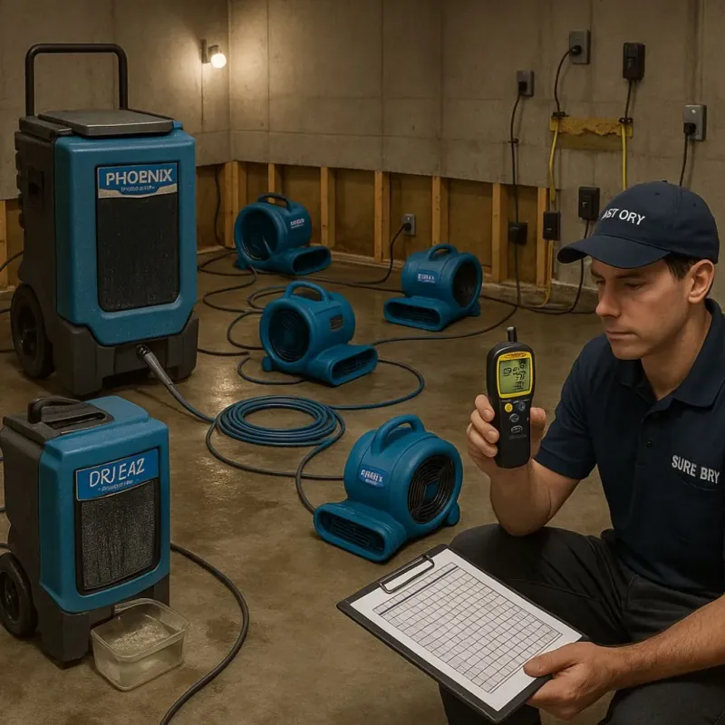 Structural Drying and Dehumidification process in Middletown, RI